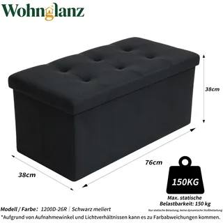 Faltbare Bettbank, Sitzbank und Stütze 76×38×38cm 150kg Belastung Schwarz