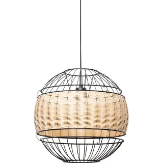 Orientalische Hängelampe Schwarz Mit Rattan 38 Cm - Emir