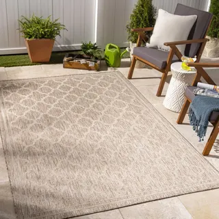 livabliss Teppich wetterfest, - In Outdoor Boho Jute-Optik, Balkon, Terrasse, Garten, Beige