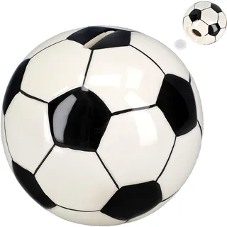 alles-meine.de GmbH Spardose - Fußball - mit Verschluss - stabile Sparbüchse aus Porzellan - Keramik - Fußball - Sparschwein groß - Geldgeschenk - Fußballschuhe Schuhe - Sportsch..