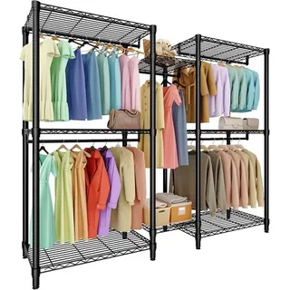 GarveeMore Kleiderständer Schwerlast Garderobenständer 850kg Tragkraft Kleiderschrank Organizer schwarz