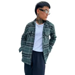 Flanell Jacke Holzfällerhemd | Herren Button Down Outdoor Baumwolle Freizeithemden | Grün, XXL