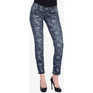 7/8-Hose CIPO & BAXX Gr. 28, Länge 32, blau (indigo) Damen Hosen 5-Pocket-Jeans 7/8 Knöchelhose im lässigen Tarn-Look in Skinny-Fit