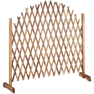 Relaxdays Rankgitter Holz, ausziehbar bis 200cm, Rankhilfe Kletterpflanzen, freistehend, Garten, Balkon, Terrasse, natur, 98 x 200 x 30 cm, Geflammt