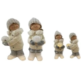 Kinder mit Schneekugel und Licht, 19 x 17 x 38 cm