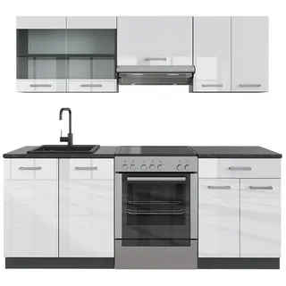 Vicco Küchenzeile R-Line 200 cm weiß hochglanz/anthrazit