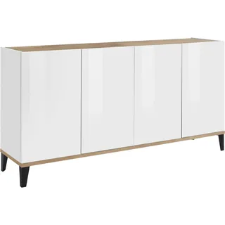 freiraum Sideboard Rovigo, in Weiß Hg. / Pereira Ahorn - 160x82x40cm (BxHxT)