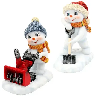 Dekohelden24 Dekofigur Schneekinder in verschiedenen Varianten, 2er Set, winterliches Werkzeug, detailreich gestaltet 11 cm