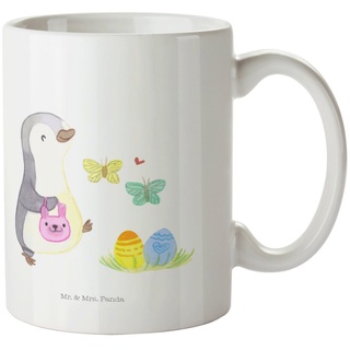 Mr. & Mrs. Panda Tasse Pinguin Eier suchen - Weiß - Geschenk, Geschenk Tasse, Ostern Geschen, Keramik, Einzigartiges Botschaft weiß
