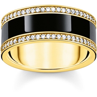 Thomas Sabo TR2446-565-11 Damen-Ring Goldfarben mit Schwarzer Emaille, 56/17,8