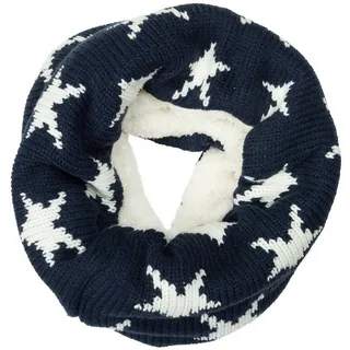 Caspar Modeschal SC476 warmer Damen XL Strick Kragenschal Schal Loop Schlauchschal mit Sternen blau