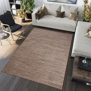 TAPISO Sari Teppich Kurzflor Braun Hellbraun Streifen 240 x 330 cm | 100% Polypropylen, 10 mm Florhöhe, gewebt