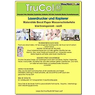 3 Blatt Laserdrucker Wasserschiebefolie weiß DIN A4 (210 x 297mm) Weiß Base Printable Decal Papier Wasser Transfer Folie