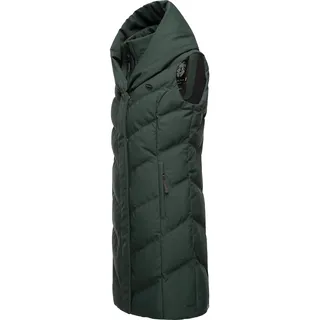 Steppweste RAGWEAR "Natalka Vest", Damen, Gr. XXXL(46), grün (dunkelgrün), Außenmaterial: 100% Polyester. Innenfutter: 100% Polyester. Wattierung: 100% Polyester, Basic, gerade knielang, Westen Steppweste, stylische, gesteppte Winterweste mit gefütterter Kapuze