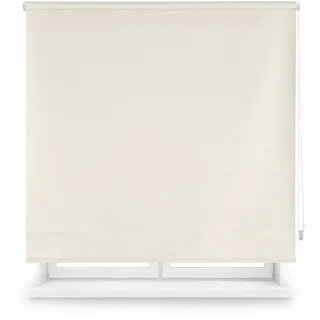 INTERBLIND | Premium Verdunkelungsrollo, einfarbig, Größe 120 x 230 cm Breite x Höhe - Verdunkelungsrollo Stoff 117 x 225 cm - Thermo Rollo BEIG - Licht-, Kalt- und Wärmedämmung