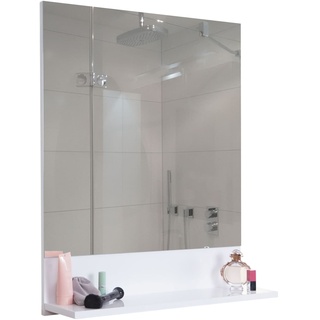 Wandspiegel mit Ablage MCW-B19, Badspiegel Badezimmer, hochglanz 75x60cm ~ weiß