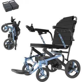 Ultraleichte Rollstuhl Elektrisch Faltbar, Nur 13kg, mit 2 * 10AH Batterien, 34 km Reichweite Allen Gelände Rollstühle, Leicht Elektro Rollstuhl Faltbar für Erwachsene, Flugreisen Zugelassen