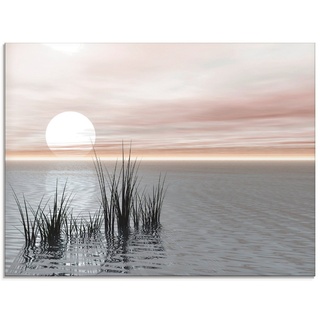 Artland Glasbild Sonnenuntergang mit Schilf, Sonnenaufgang & -untergang (1 St), in verschiedenen Größen bunt 60 cm x 45 cm