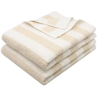 ZOLLNER Saunatuch, Walkfrottier (2-St), 75 x 180 cm, 100% Baumwolle, vom Hotelwäschespezialisten beige|weiß