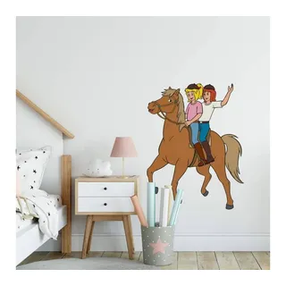 K&L Wall Art Wandtattoo Bibi & Tina Wandtattoo reiten Wandsticker Kinderzimmer Mädchen Pferd, selbstklebend, entfernbar bunt 61 cm x 80 cm