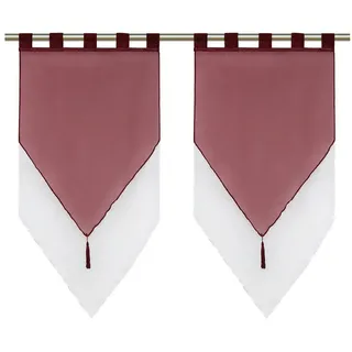 Delien Scheibengardine Lydia (2 St), Schlaufen, mit Quaste Panneaux rot 60 cm x 90 cm