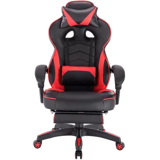 Gamingstuhl Schreibtischstuhl Bürostuhl Kopfstütze Lendenkissen Fußstütze Rot