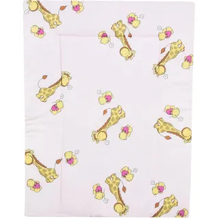 Baby Delux Wickelauflage Wickelunterlage 60x75 cm weiche Wickeltischauflage Baumwolle wasserdicht waschbar (Giraffe rosa)