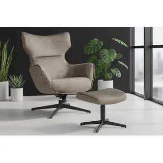 riess-ambiente Ohrensessel VOGUE taupe / schwarz - Samt, Metallbeine, mit Armlehnen, drehbar (Einzelartikel, 1-St), gepolsterter Lesesessel - ideal für Wohnzimmer, Homeoffice & Leseecke beige