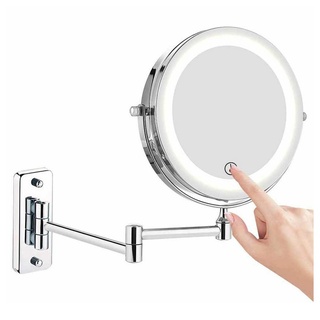 GelldG Schminkspiegel Kosmetikspiegel mit LED Beleuchtung und 1-/ 10-facher Vergrößerung (1-St) silberfarben