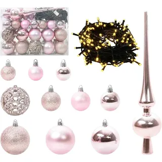 vidaXL Weihnachtskugel-Set 61-Tlg 150 LEDs Rosa