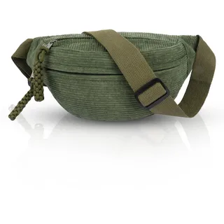 Maxmoc Cord Bauchtasche für Damen Herren, Modische Umhängetasche Crossbody Bag,Praktische Brusttasche Gürteltasche für Alltagsleben, Sport, Reisen, Laufen, Schule (Grün)