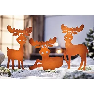 3 XL Gartenstecker ELCH Metall Deko Stecker Rost Garten Weihnachtsdeko Hirsch