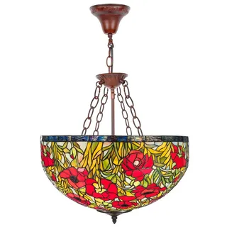Casa Padrino Tiffany Hängeleuchte Mehrfarbig Ø 50 x H. 110 cm - Handgefertigte Tiffany Hängelampe