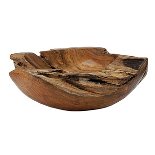 Cepewa Holzschale XL aus Teak Holz in Handarbeit gefertigt | Dekoschale | große Obstschale rund und länglich 40/60 cm (Ø 50 cm)