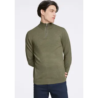 Troyer LINDBERGH "Troyer Slim Fit", Herren, Gr. XXL, grün (army mel), Obermaterial: 80% Viskose, 20% Nylon, hoch geschlossener Ausschnitt, Pullover Troyer
