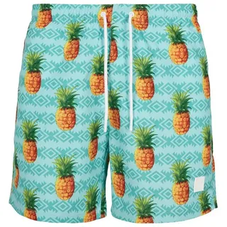 URBAN CLASSICS Pattern Badeshorts Blue Turquoise / Orange L