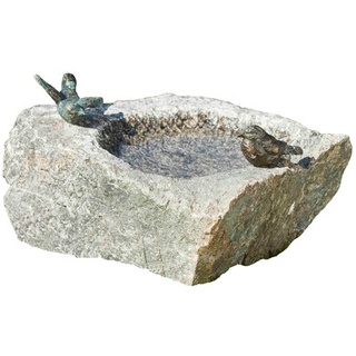 Rottenecker Granit-Vogeltränke mit Bronzevögeln, Grau|Bronze