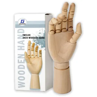 IPEA Große Holzhand – Höhe 30 cm – beweglich und flexibel mit beweglichen Fingern für Zeichner, Profis und Studenten – rechte Hand – Design Schaufensterpuppe für menschlichen Körper – Kunst