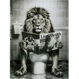 Kare Glasbild Bath Lion, 60x80cm
