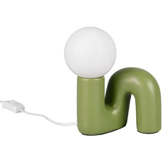 Reality Leuchten LED Nachttischlampe aus Keramik mit Glaskugel, Höhe 21,5cm, Leuchtmittel dimmbar, LED wechselbar, Warmweiß, klein-e ausgefallen-e Designer Tischlampe mit G9 Leuchtmittel grün