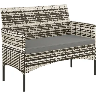 Outsunny Gartensofa 2-Sitzer Rattansofa mit Kissen Loungesofa, Wetterfest Couch für Garten Terrasse Balkon, Poly Rattan, Hellgrau   Aosom