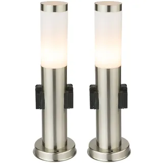 GLOBO Sockelleuchte Edelstahl 8 x 45 cm 2er Set silber