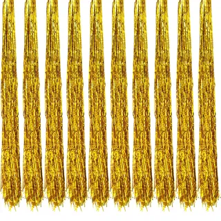 Oblique Unique® 10x Lametta Glänzend 100cm für Weihnachtsbaum Baumschmuck Weihnachtsdeko Weihnachten Party Feier Deko Silber Gold Weiß Schwarz Pink Lila Blau Grün - Farbe Wählbar (Gold)