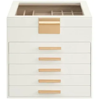 SONGMICS Schmuckkasten Gisella in Weiß-Goldfarben - (B)23.1 x (H)22.8 x (T)20.3 cm | Gr.: onesize