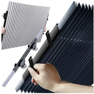 Dachfensterrollo Sonnenschutz Windschutzscheibe Faltrollo, ISO TRADE, einfache Selbstmontage, Saugnäpfe, faltbar, zuschneidbar, Aluminiumfolie, Saugnäpfe grau