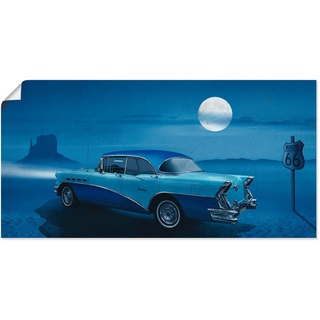 Artland Wandbild Blaue Nacht auf der Route 66, Auto (1 St), als Leinwandbild, Poster in verschied. Größen blau 60 cm x 30 cm
