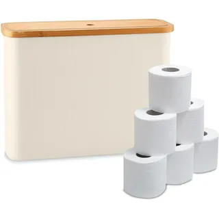 Relaxdays Toilettenpapier Aufbewahrung, 12 Rollen, Beige,Hellbraun