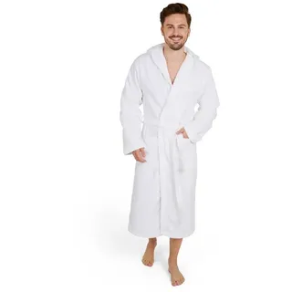 Blumtal Bademantel Herren, Baumwolle, mit gefütterter Kapuze, mit samtigen Frottee-Velours, Oeko-TEX® Zertifiziert weiß XL
