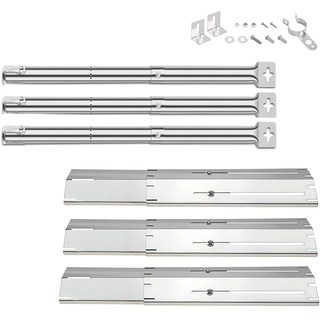Denmay 31 to 44CM Universal Edelstahl Gasgrill Brenner, 30 to 53CM Brennerabdeckung, Crossover Rohr für Landmann, Tepro, Taino, Enders Gasgrill, 3 Brenner Gasgrill Ersatzteile