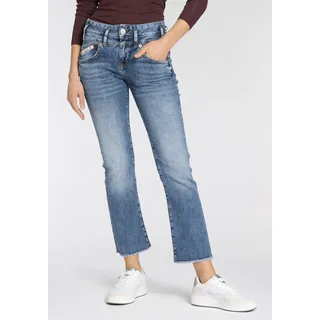 Bootcut-Jeans HERRLICHER "Pearl Boot Copped Denim Light" Gr. 32, N-Gr, blau (medium) Damen Jeans Bootcut